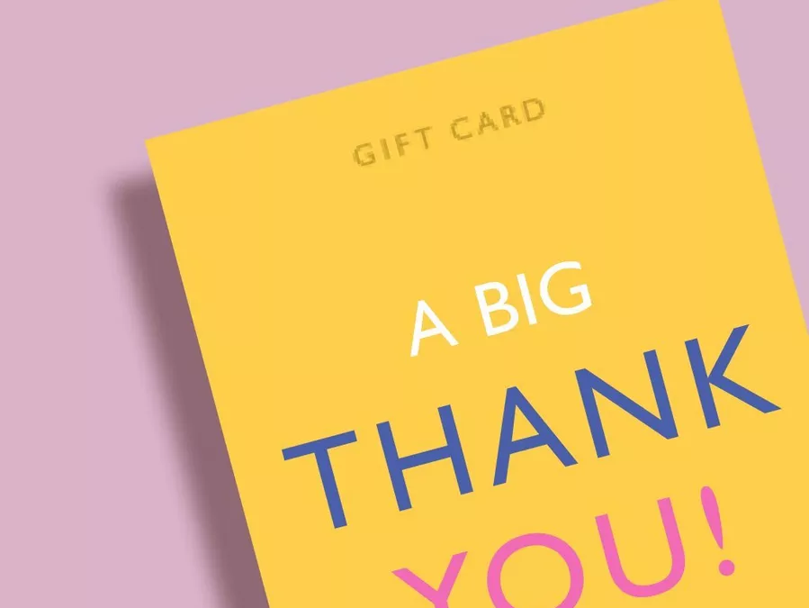 Thank you gift card used to illustrate checking voucher delivery and threshold costs